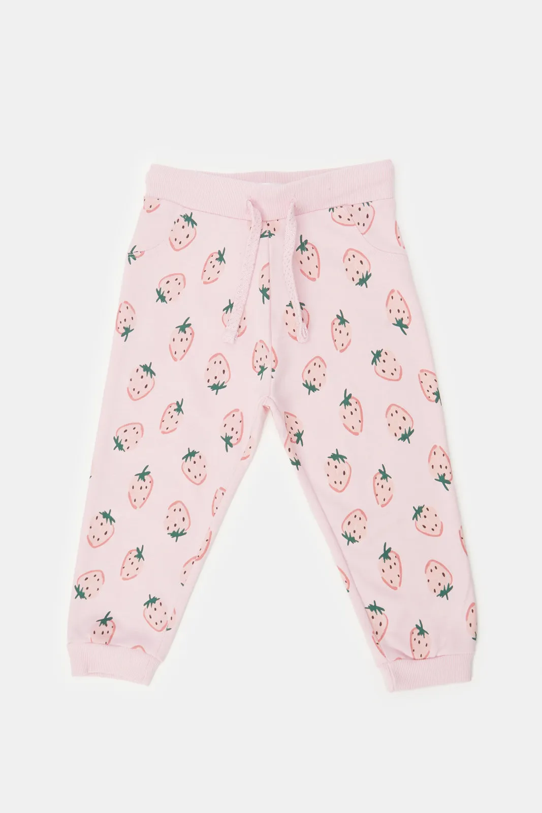 Infant Girls Pink Strawberry Print Active Pants