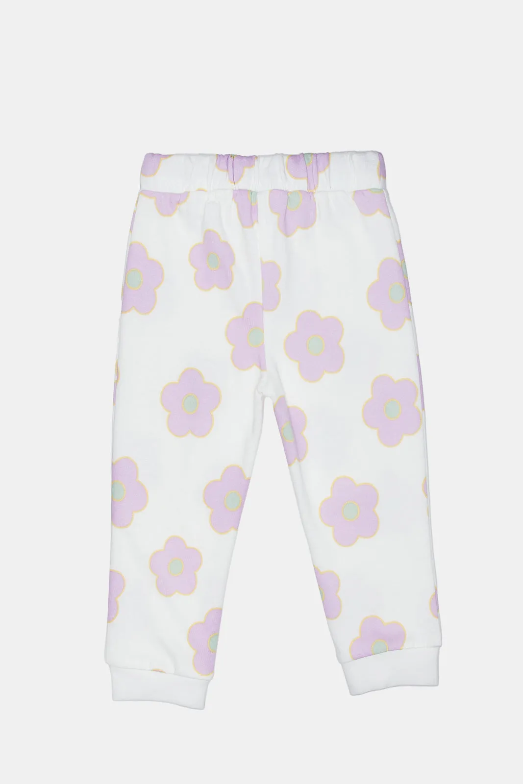Infant Girls White Floral Print Active Pants