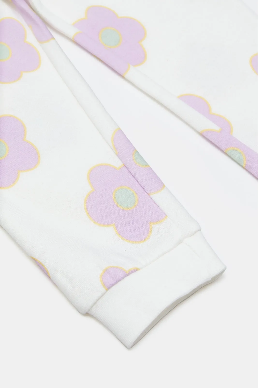 Infant Girls White Floral Print Active Pants