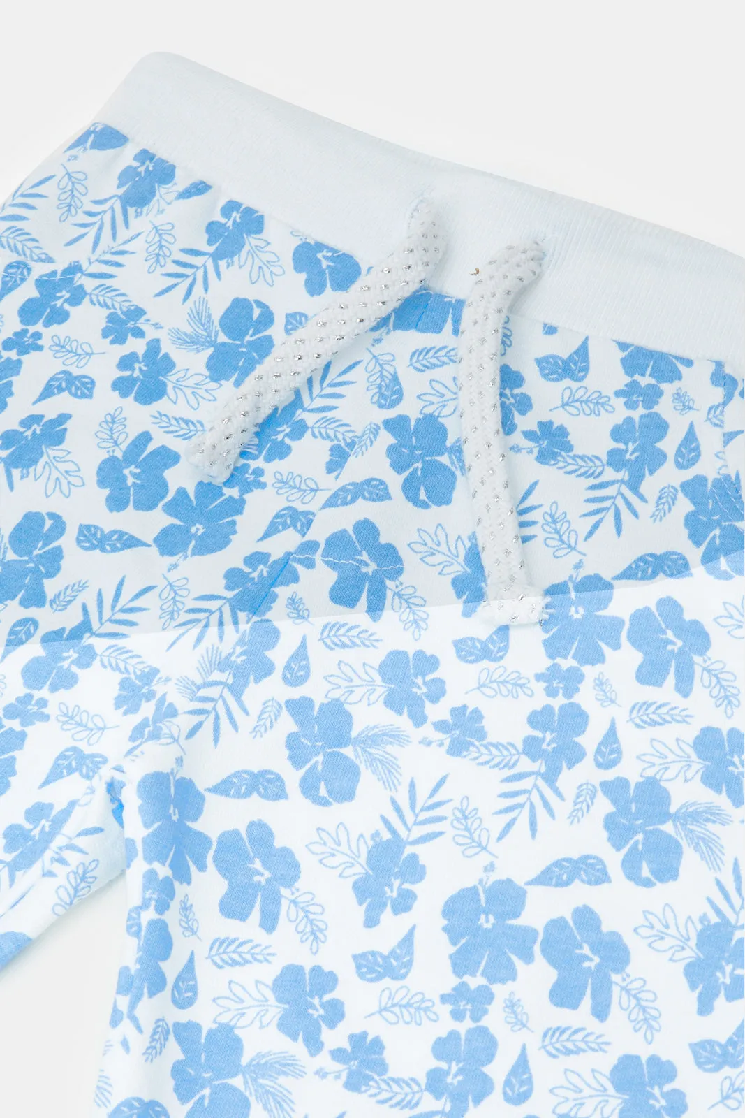 Infant Girls White Tropical Print Active Pant