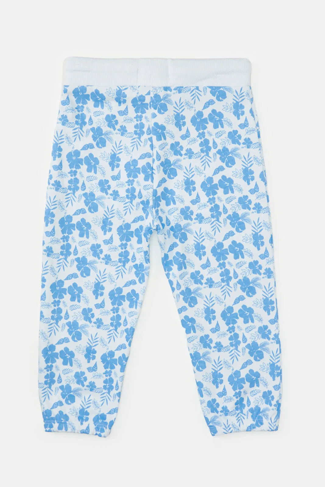 Infant Girls White Tropical Print Active Pant