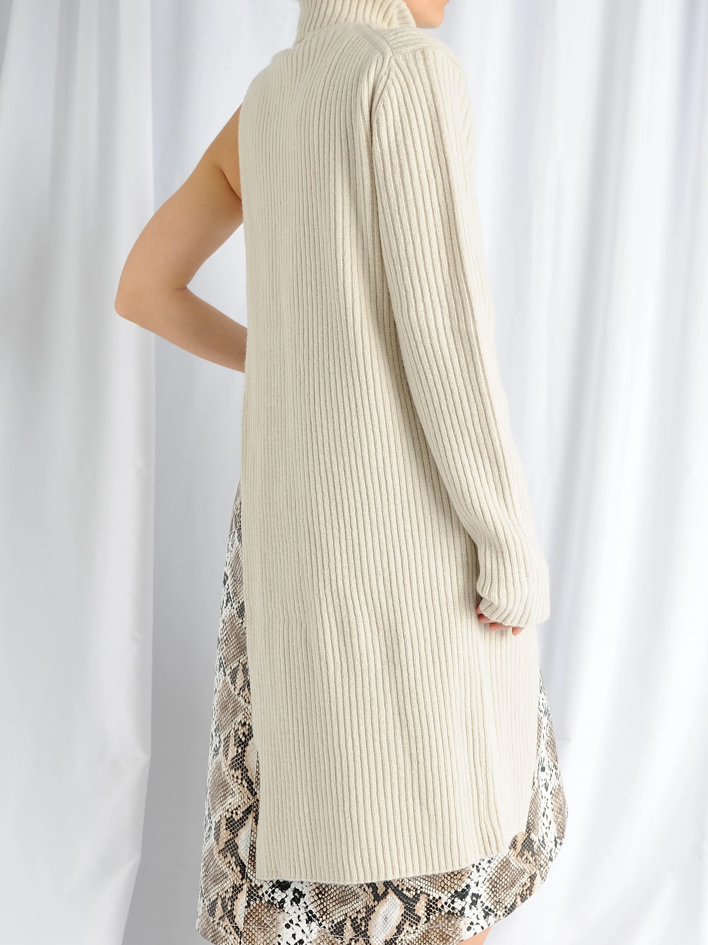 Ivory Asymmetric One Sleeve Top