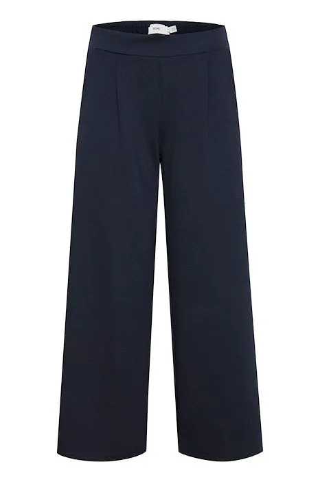 Kate Wide 3/4 Length Trouser - Navy