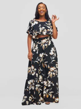 Kenya Pant Set - Floral Black