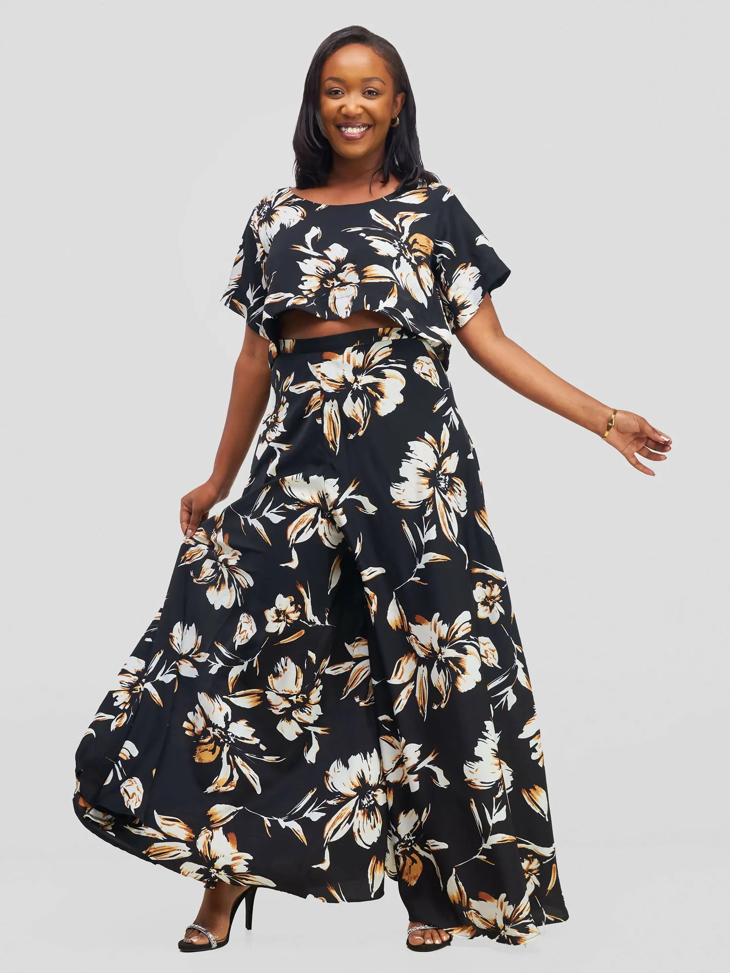 Kenya Pant Set - Floral Black