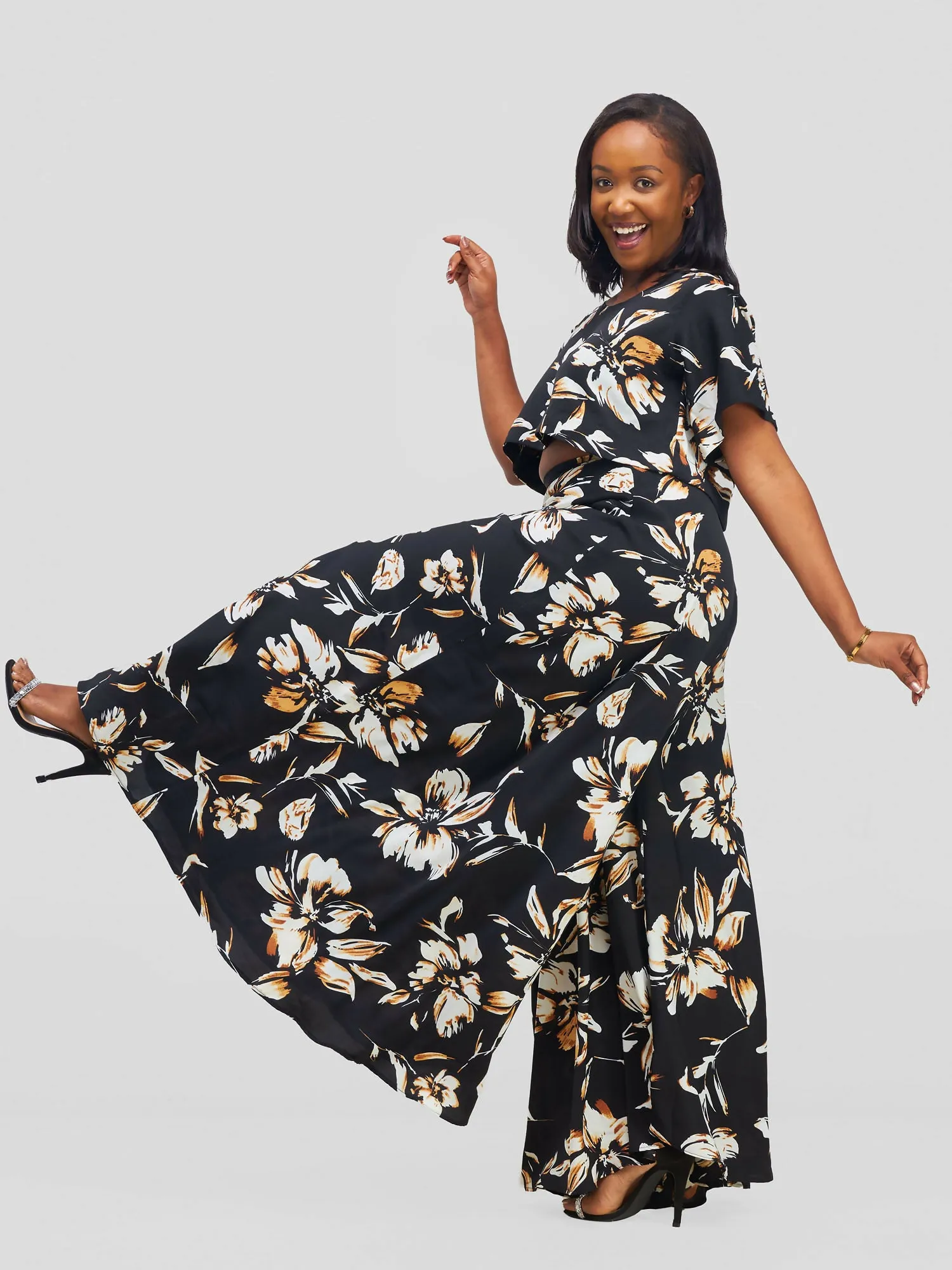 Kenya Pant Set - Floral Black