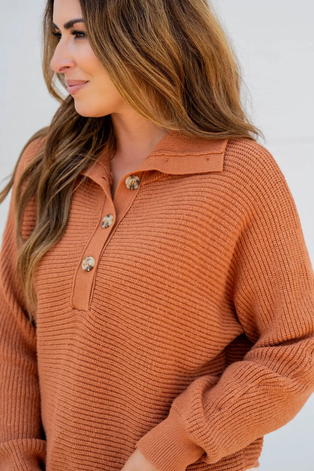 Knit Button Accented Pullover