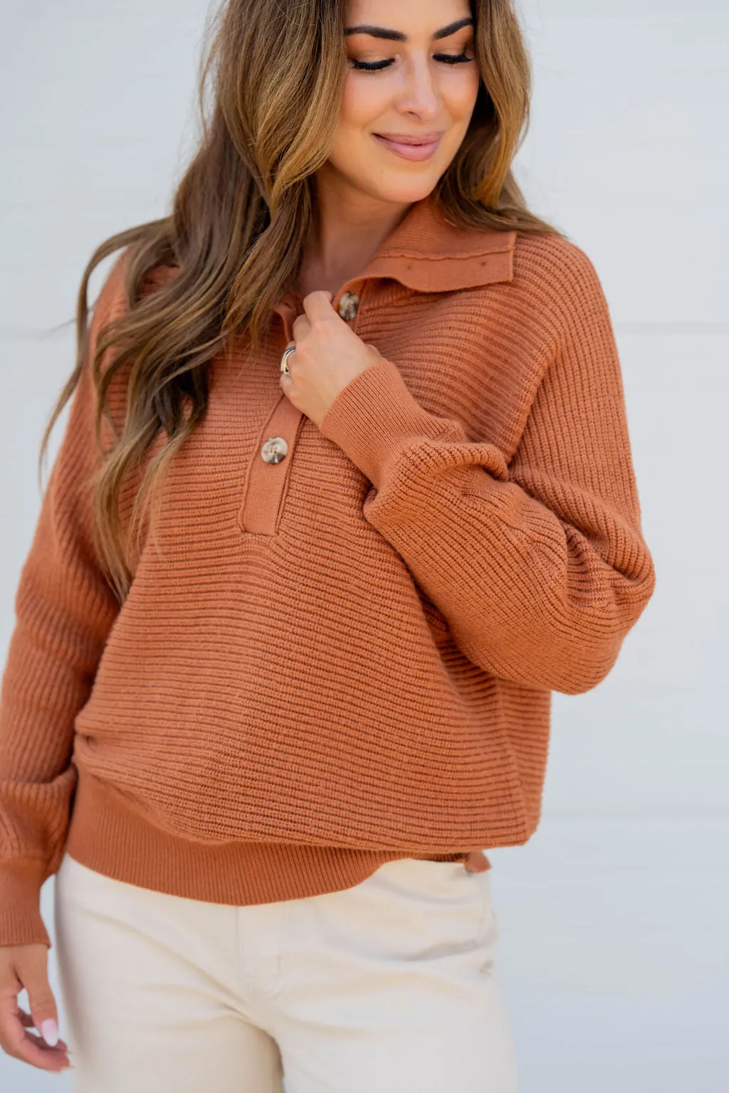 Knit Button Accented Pullover