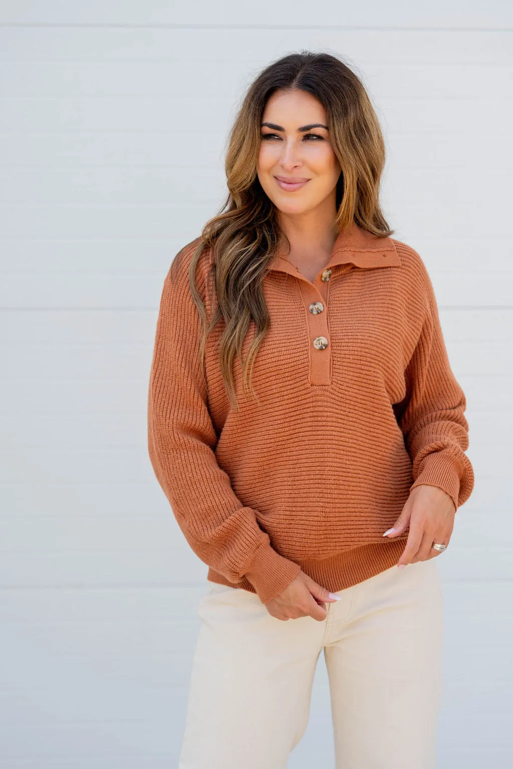Knit Button Accented Pullover