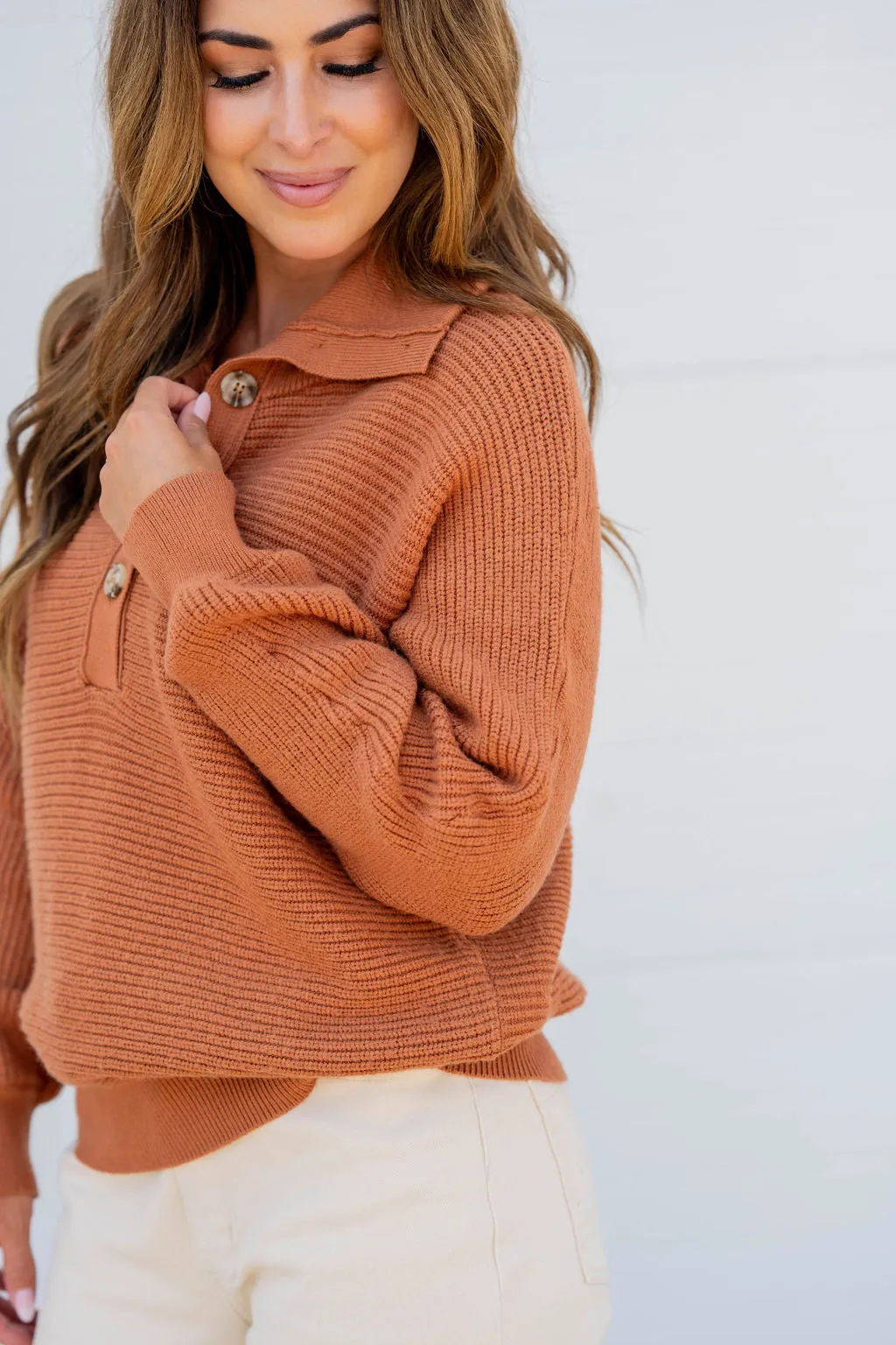 Knit Button Accented Pullover