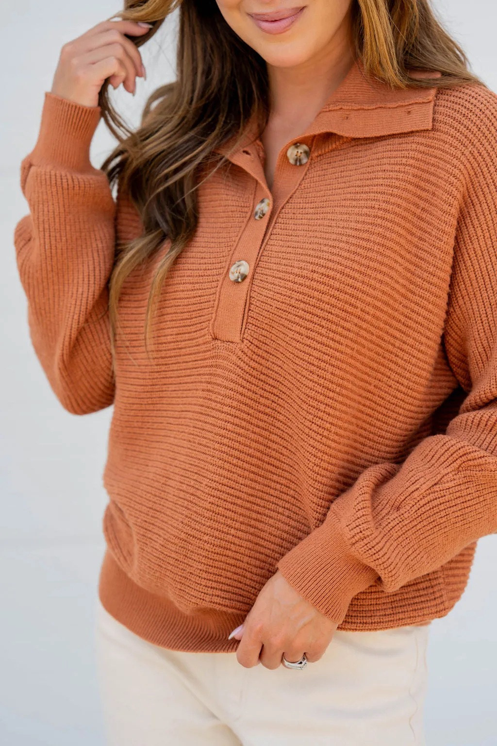Knit Button Accented Pullover