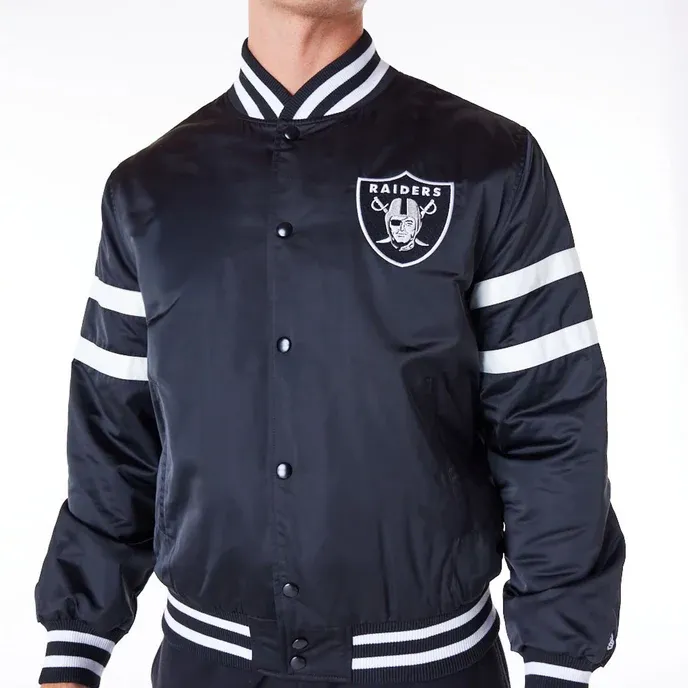 Las Vegas Raiders NFL Satin Black Bomber Jacket