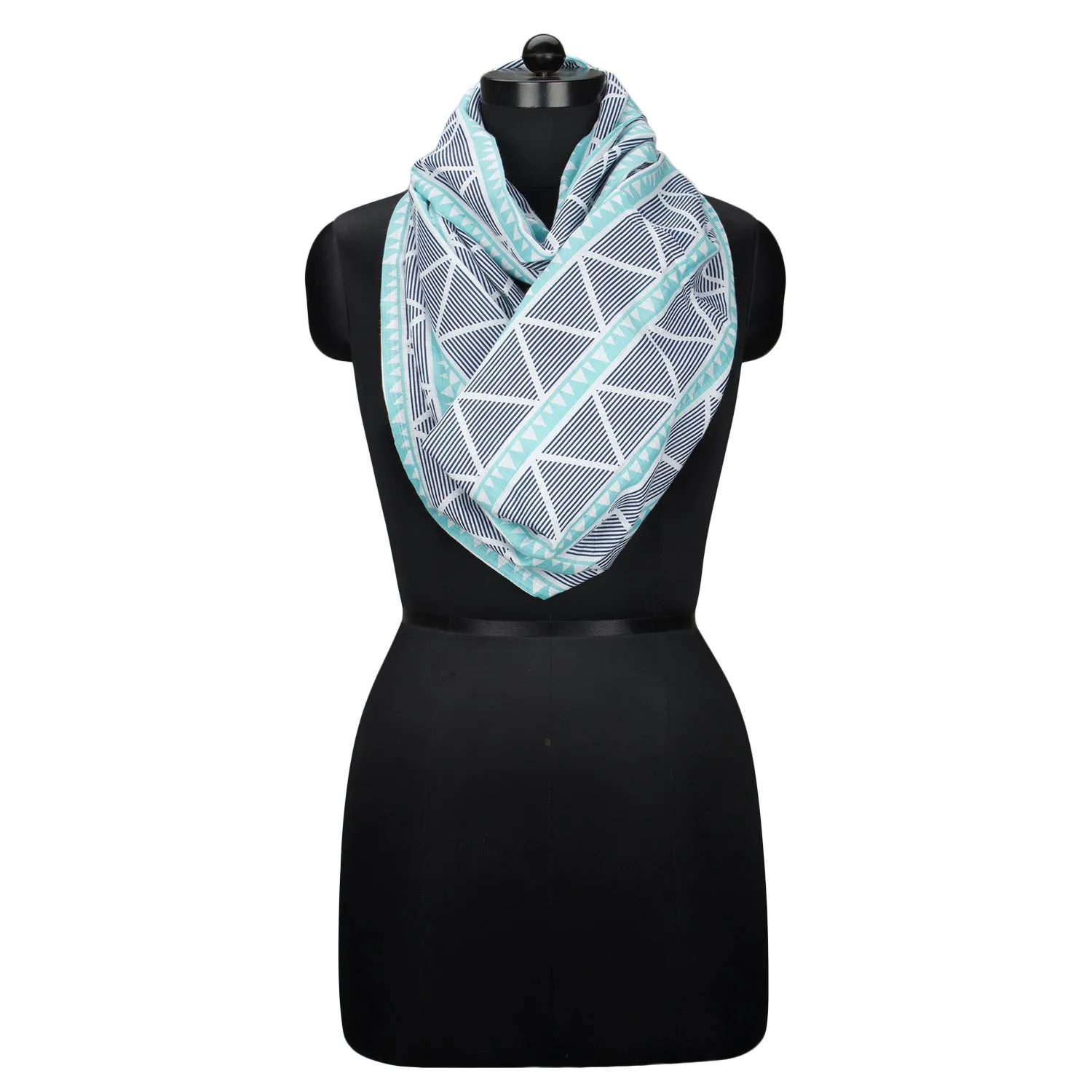 Liam Large Triangles Aqua Navy Muslin Nursing Scarf