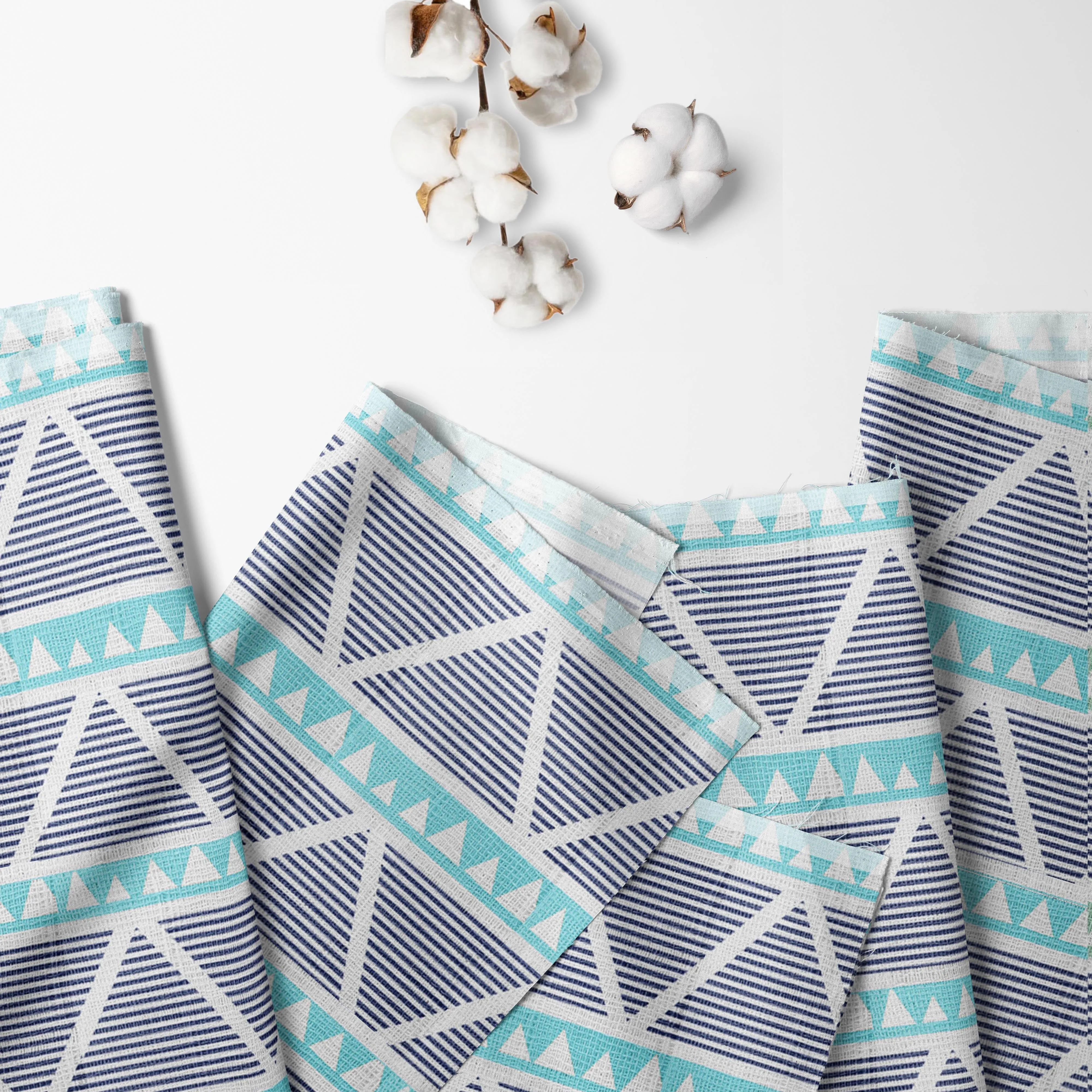 Liam Large Triangles Aqua Navy Muslin Nursing Scarf