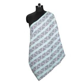 Liam Large Triangles Aqua Navy Muslin Nursing Scarf