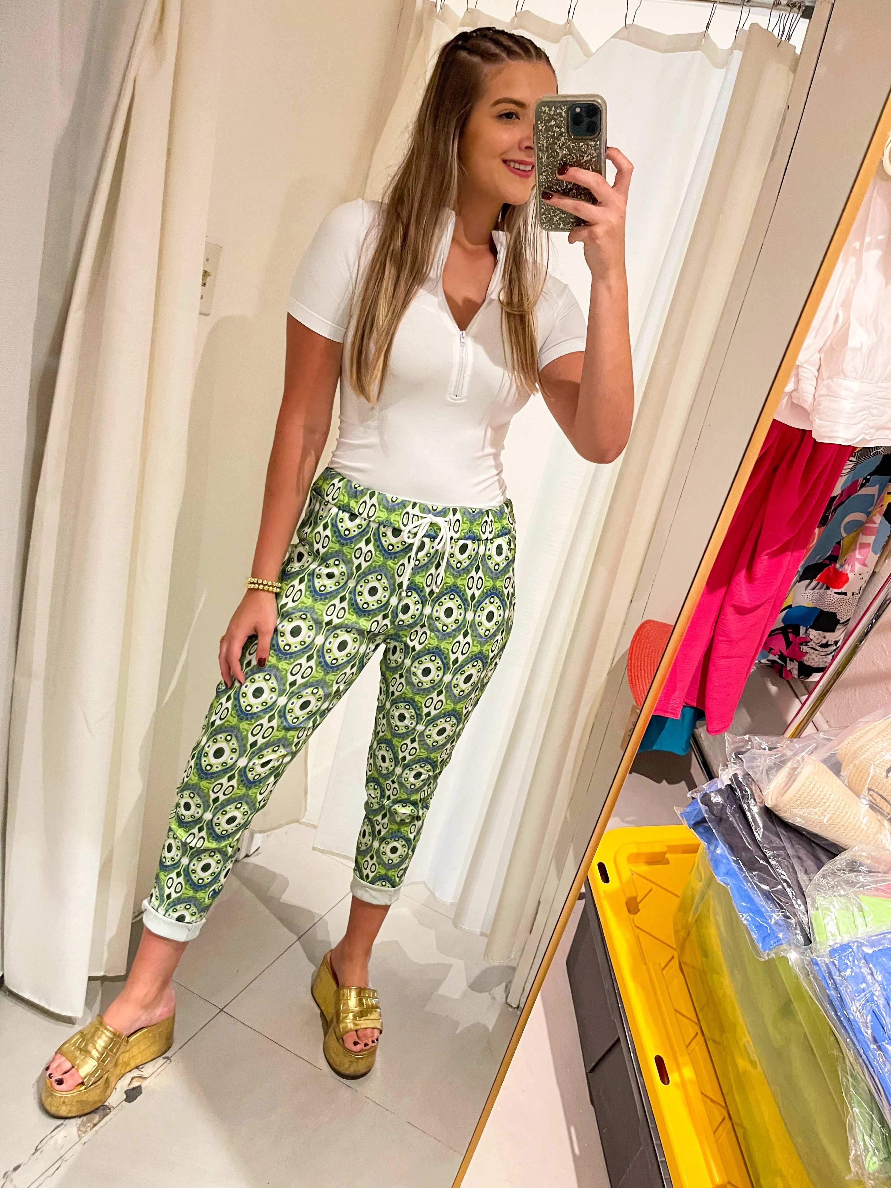 LIME GREEN/PURPLE -BLUE PRINT JOGGERS