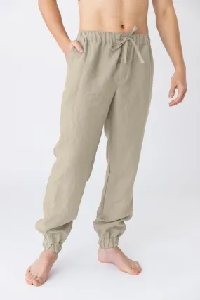 Linen joggers beige natural - Gael