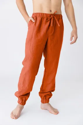 Linen joggers coral - Gael