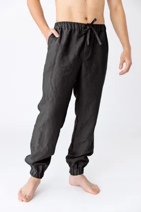 Linen joggers jet-black - Gael