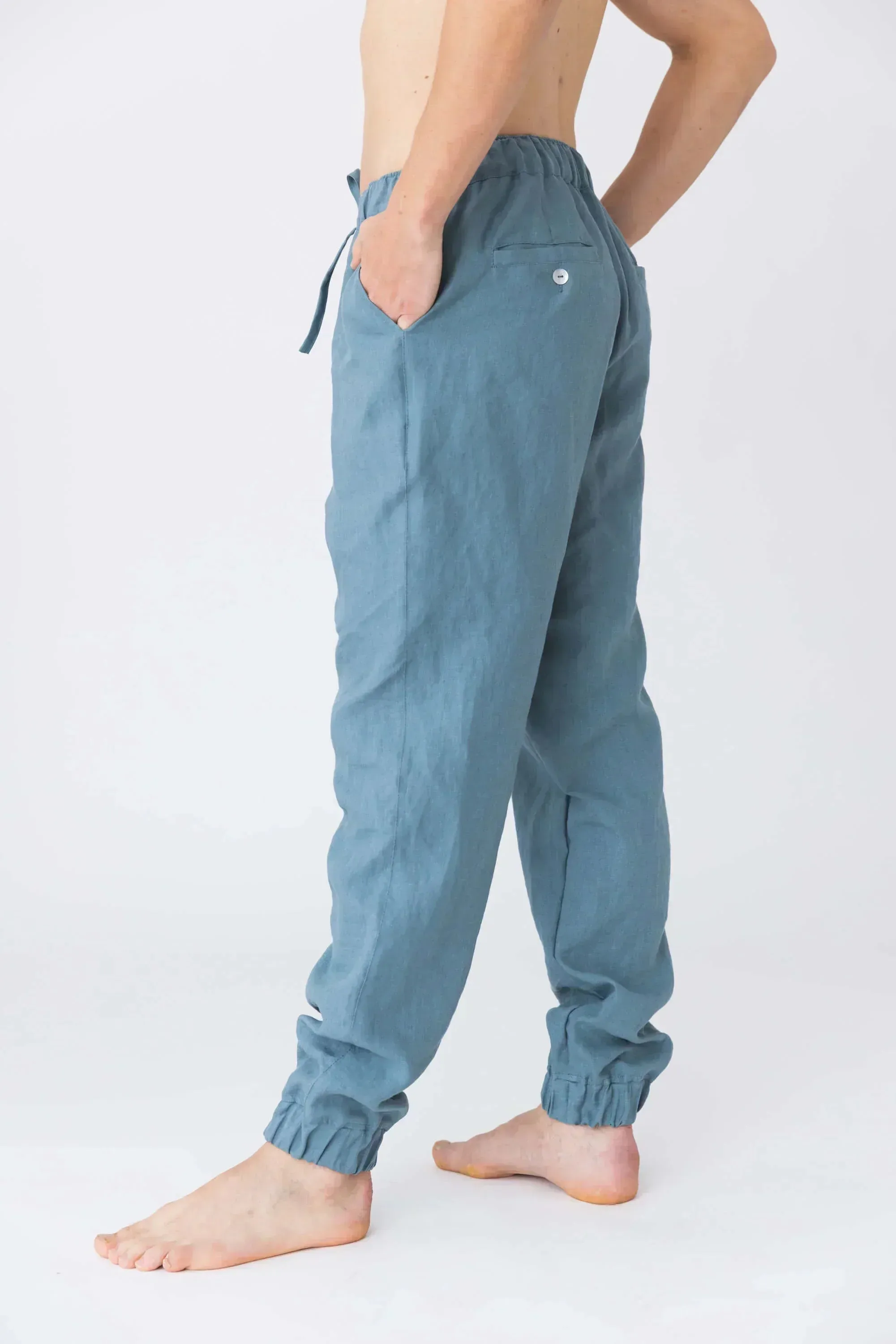 Linen joggers lead grey - Gael
