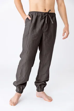 Linen joggers lead grey - Gael