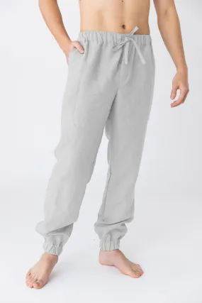 Linen joggers mineral grey - Gael
