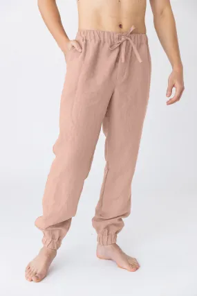 Linen joggers nude - Gael