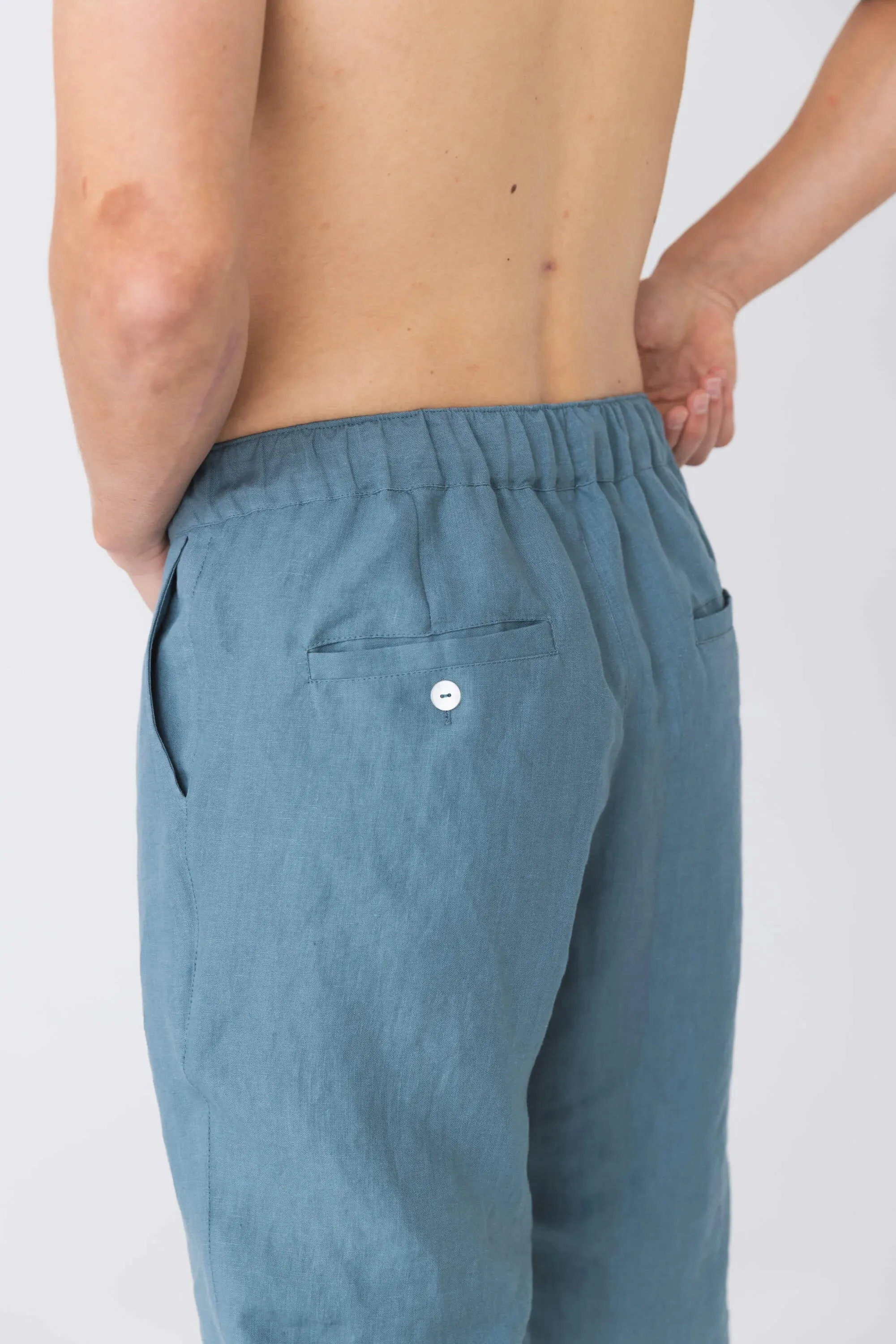 Linen joggers red brick - Gael