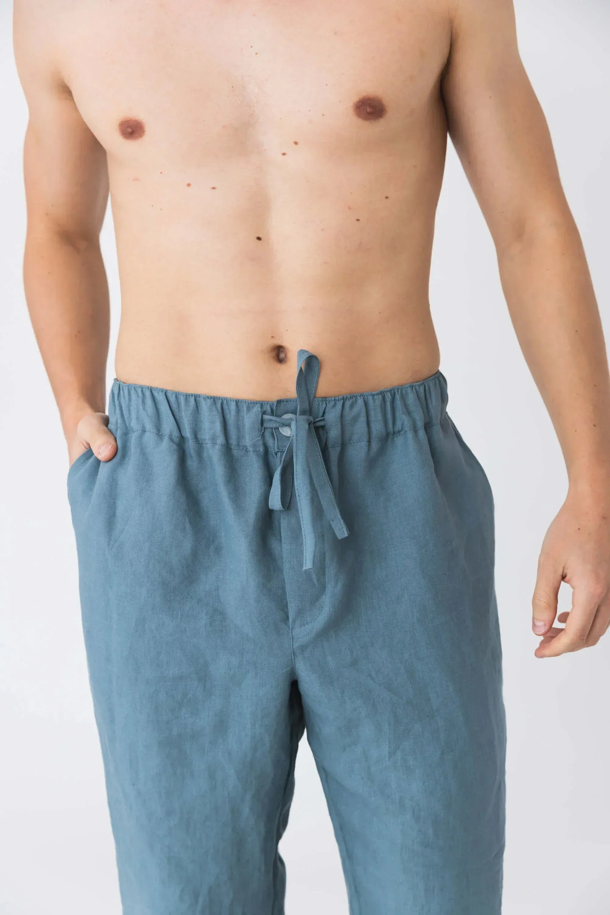 Linen joggers red brick - Gael