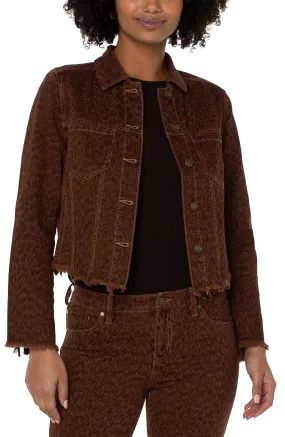LIVERPOOL LM1140QE3P72 PRINTED CROPPED JACKET WITH FRAY HEM