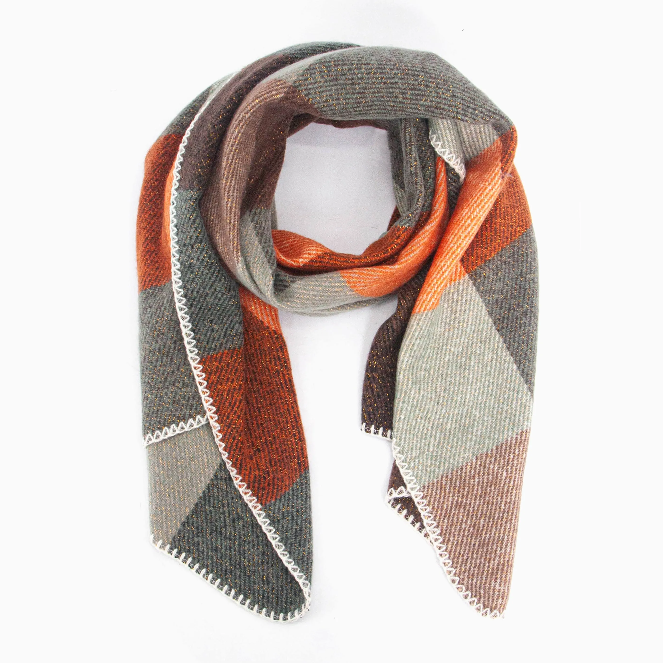 Logan Heavyweight Scarf - Burnt Orange, Check