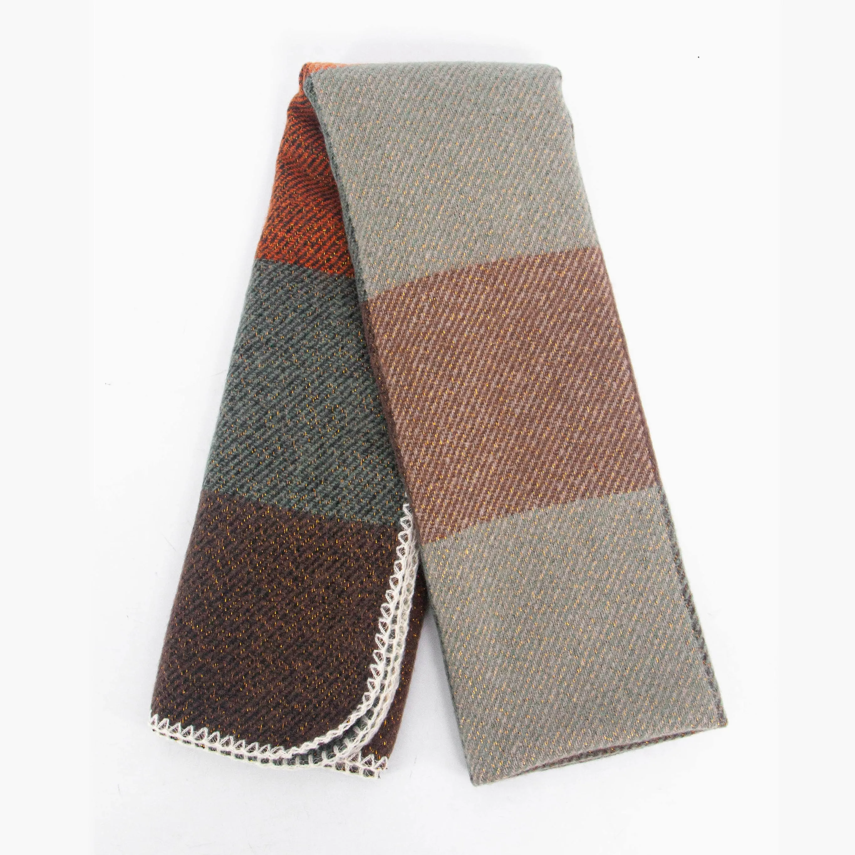 Logan Heavyweight Scarf - Burnt Orange, Check