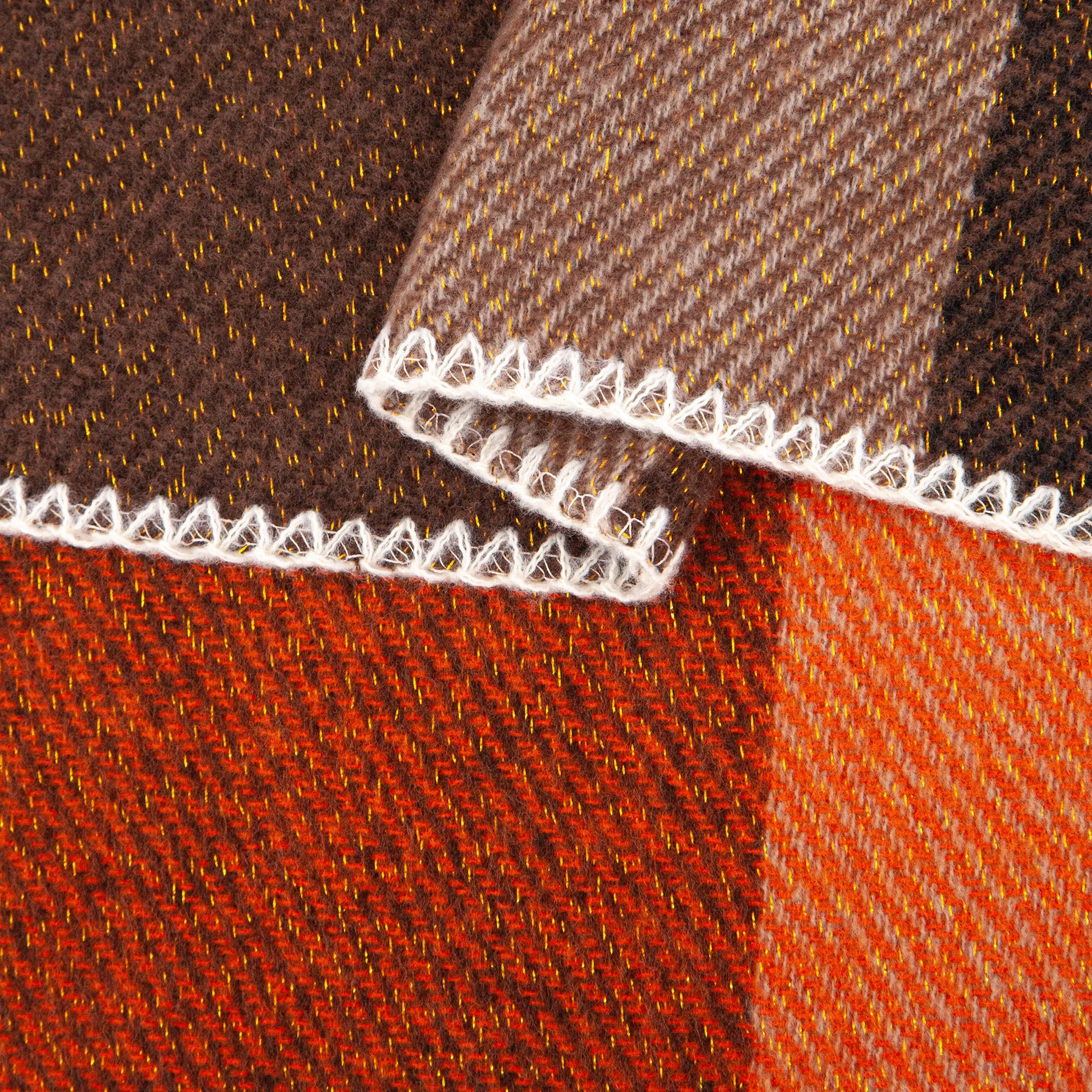 Logan Heavyweight Scarf - Burnt Orange, Check