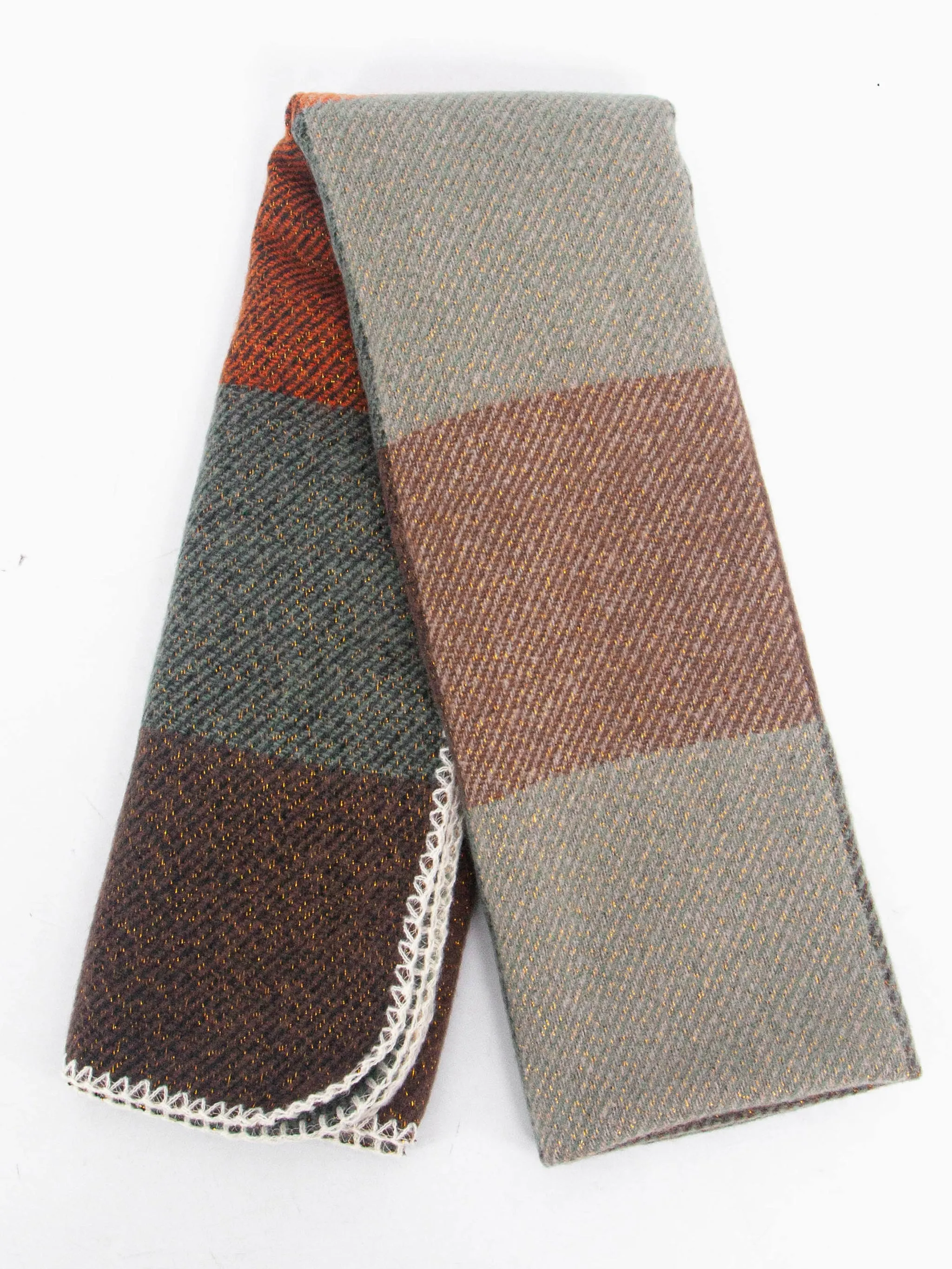 Logan Heavyweight Scarf - Burnt Orange, Check