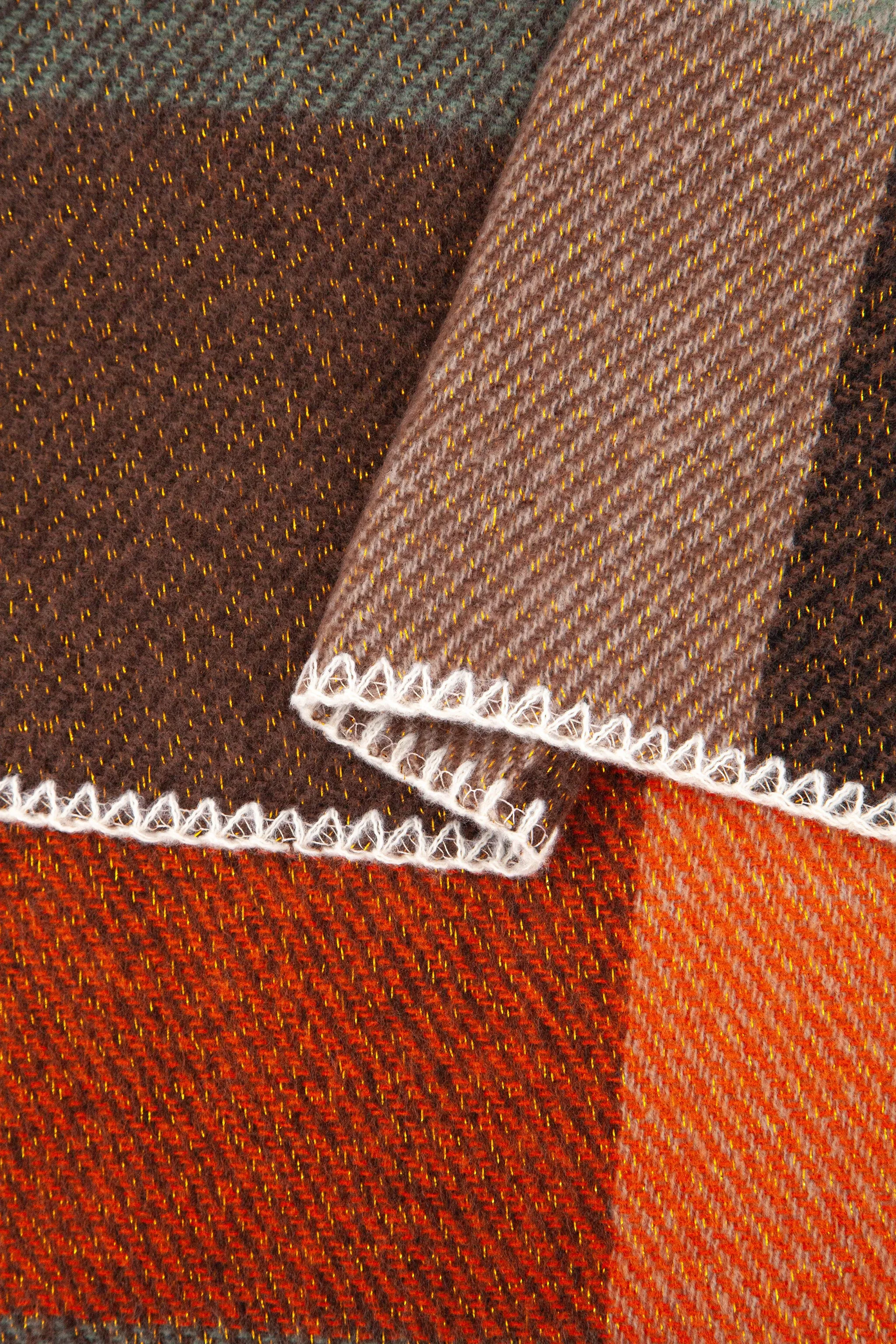 Logan Heavyweight Scarf - Burnt Orange, Check