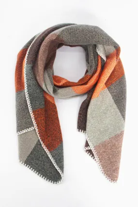 Logan Heavyweight Scarf - Burnt Orange, Check