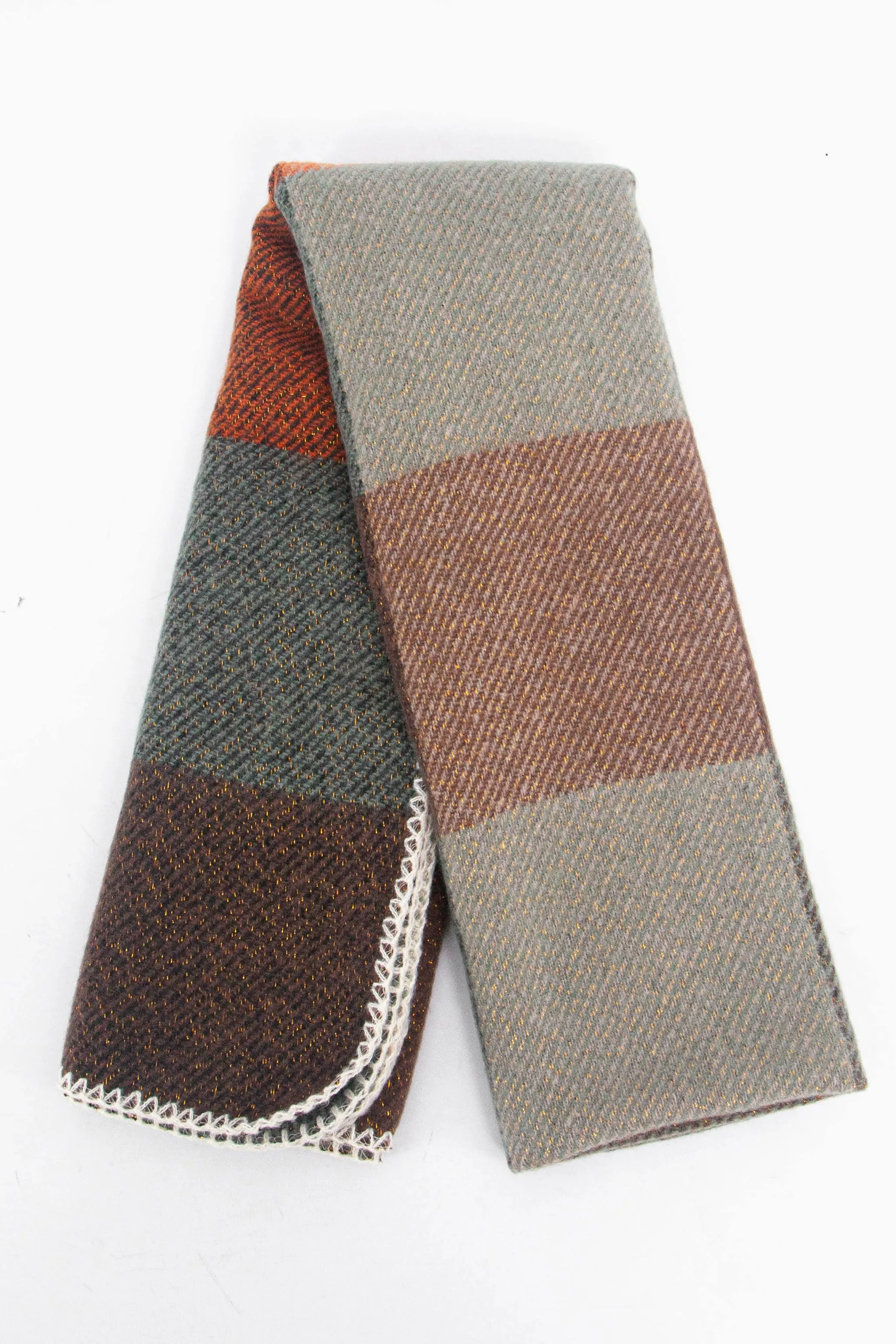 Logan Heavyweight Scarf - Burnt Orange, Check