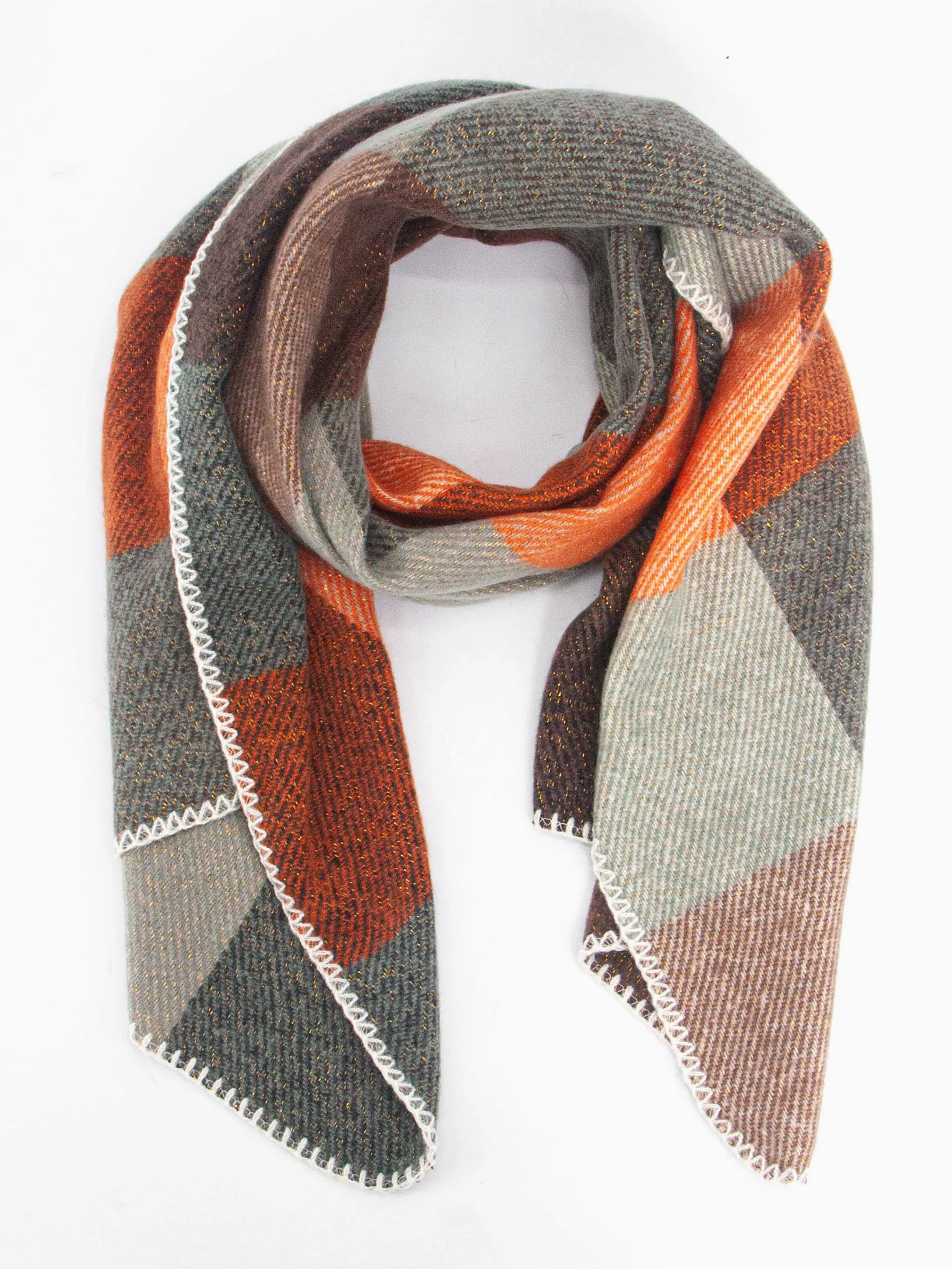 Logan Heavyweight Scarf - Burnt Orange, Check