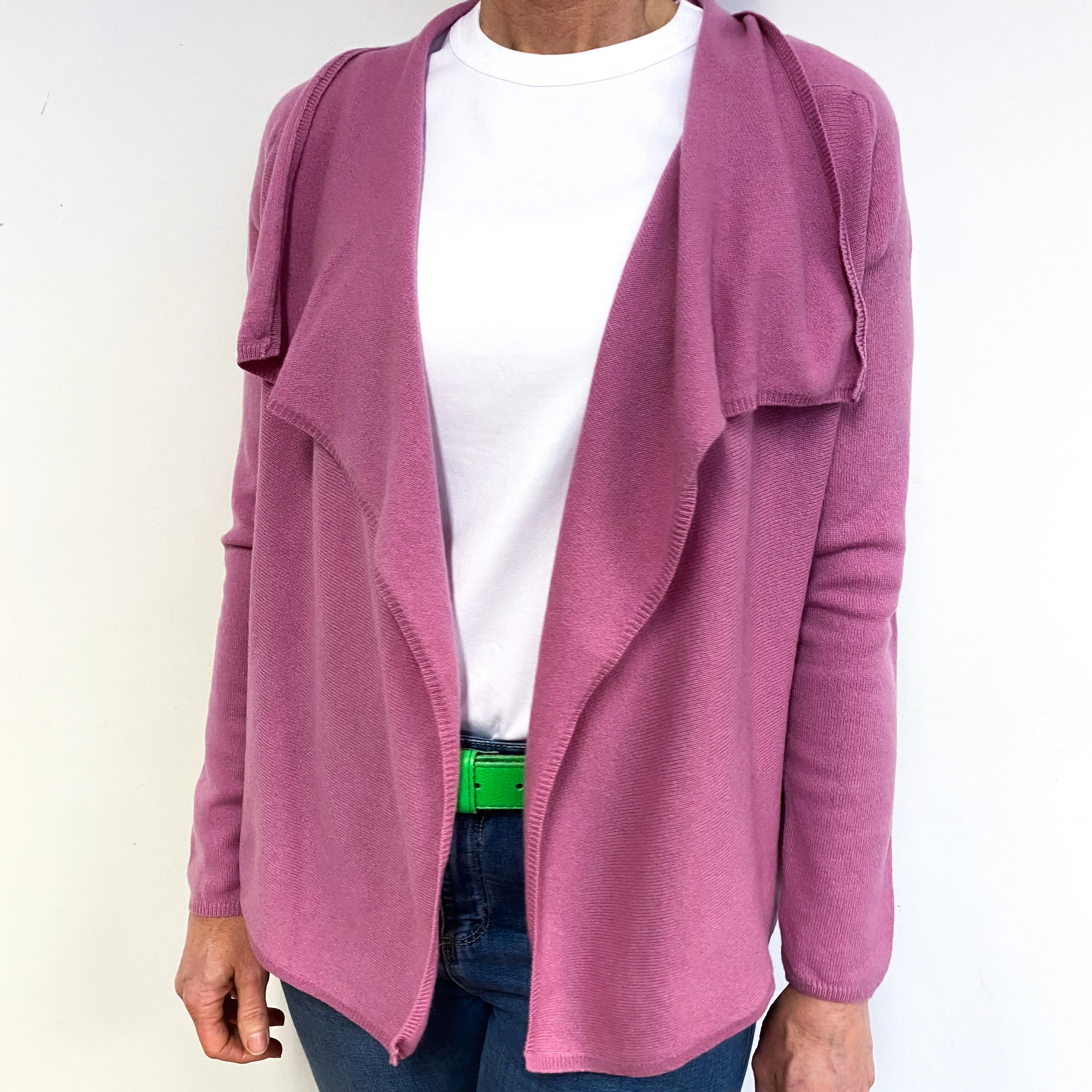 Mauve Pink Cashmere Waterfall Cardigan Medium
