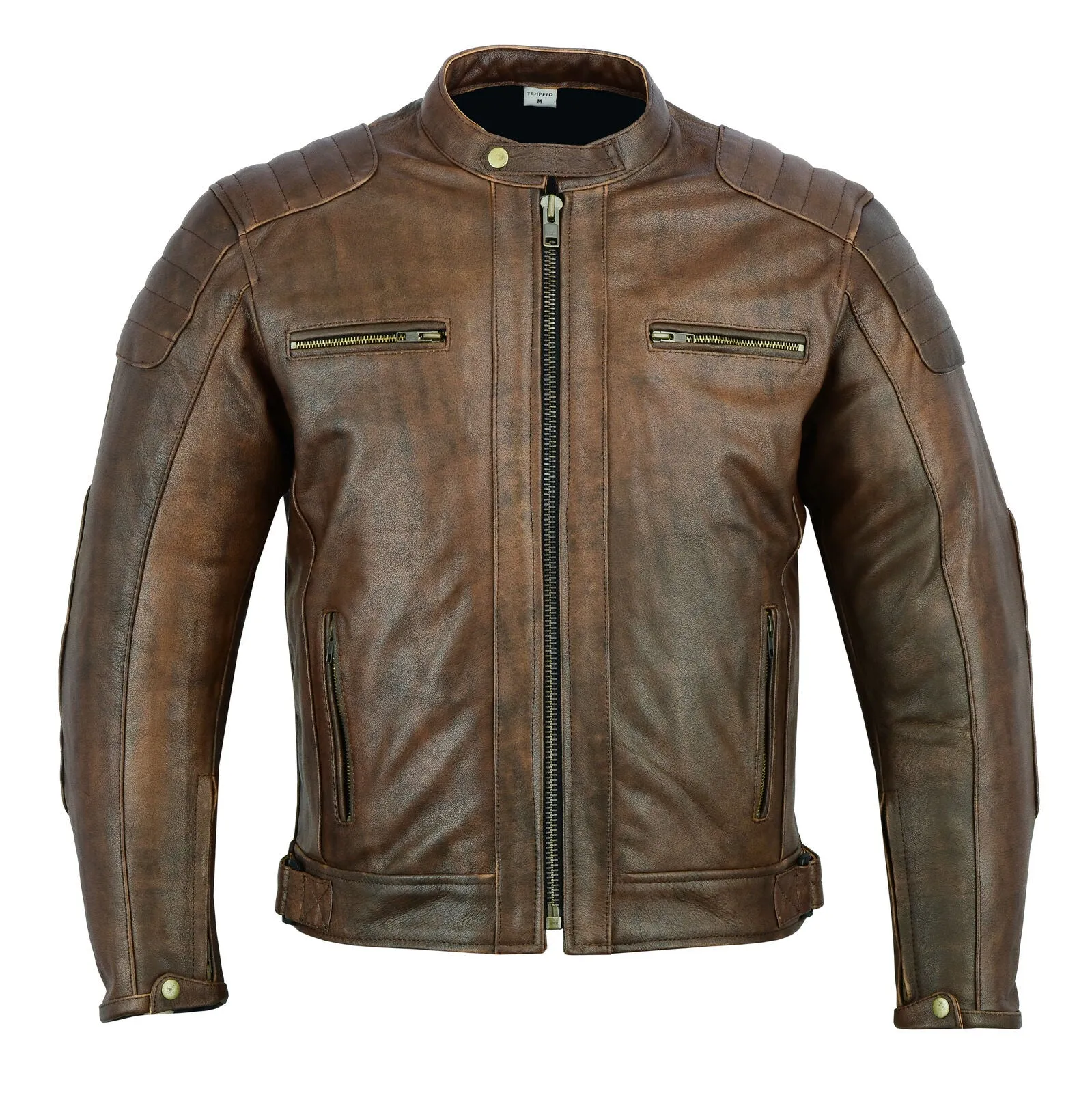 Men's Leather Motorbike Motorcycle Jacket With Genuine CE Protective Biker Armour