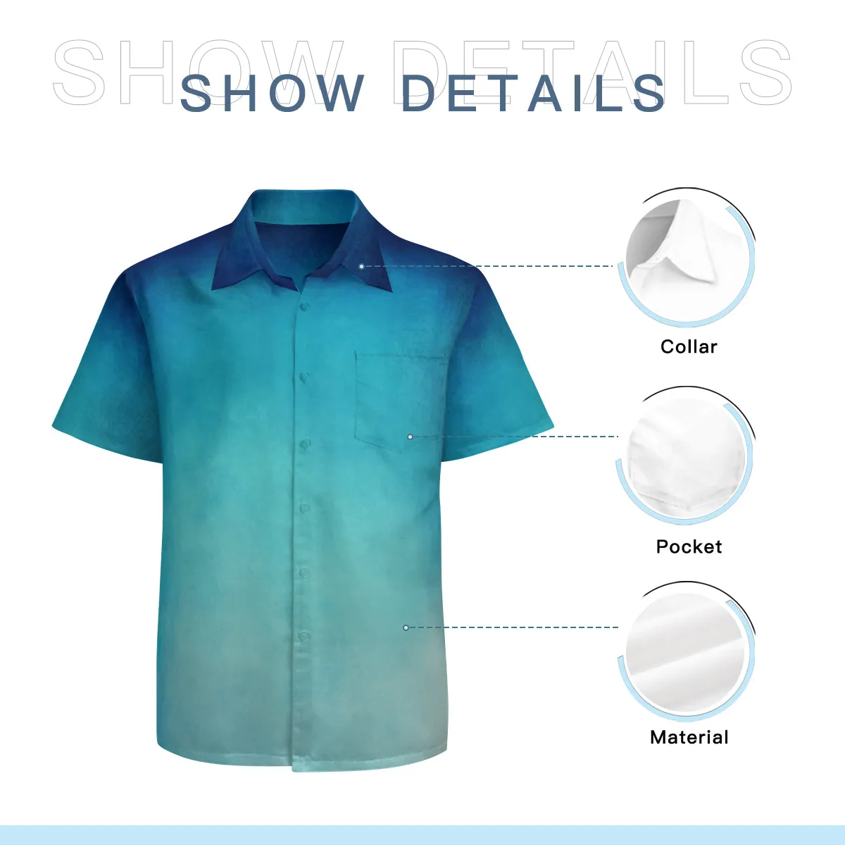 Men's Shirt, Ombre Shirt Men, Blue Shirt Men, Blue Ombre Shirt, Men's Dress Shirt, Men's Top, Men's Button Down Shirt, Unique Shirt Men