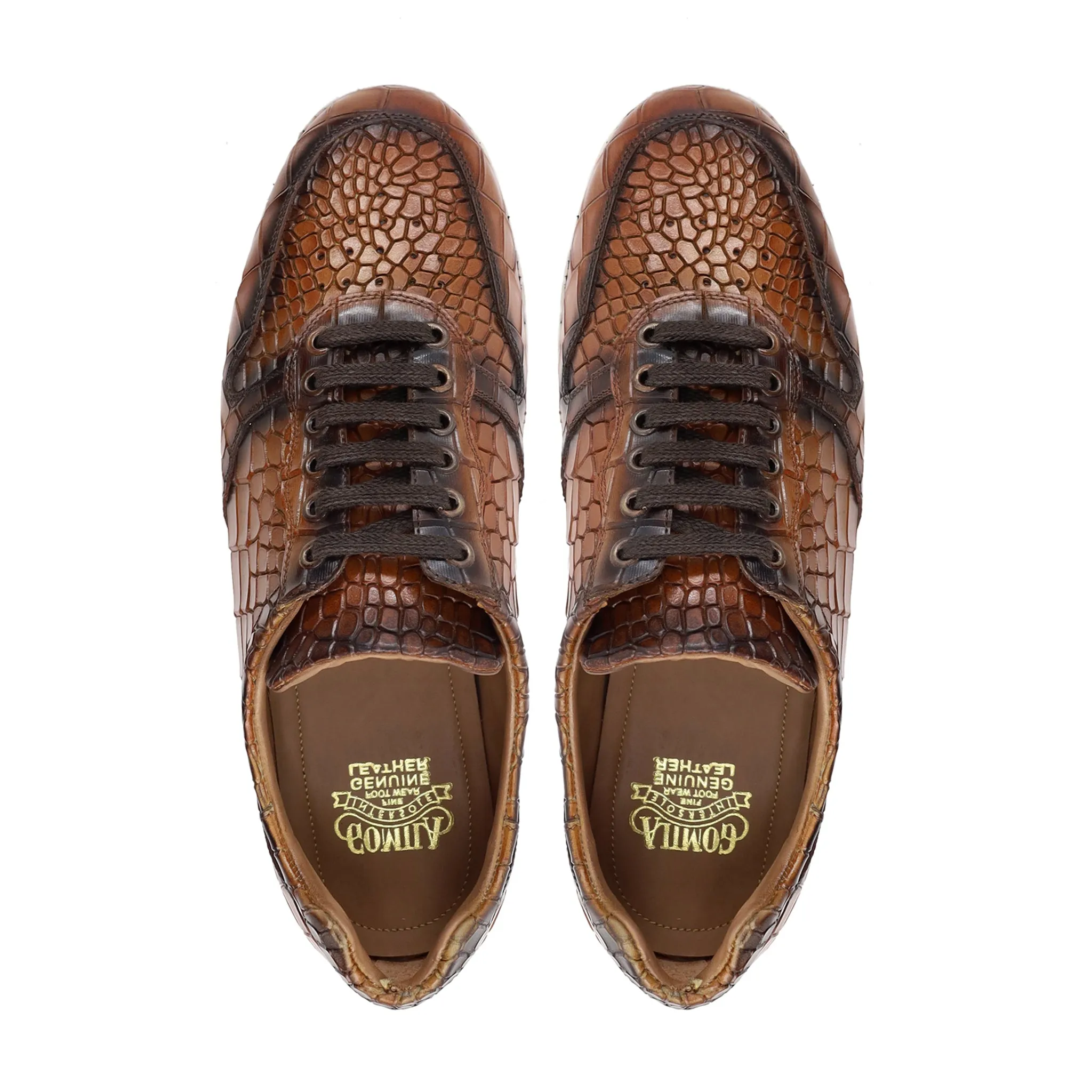 Mentus - Men's Burnt Carmael Patina Calf Leather Jogger