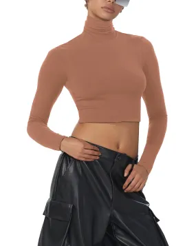 Micaela Turtleneck Crop Top - Raw Umber LAST ONE! By Crescent
