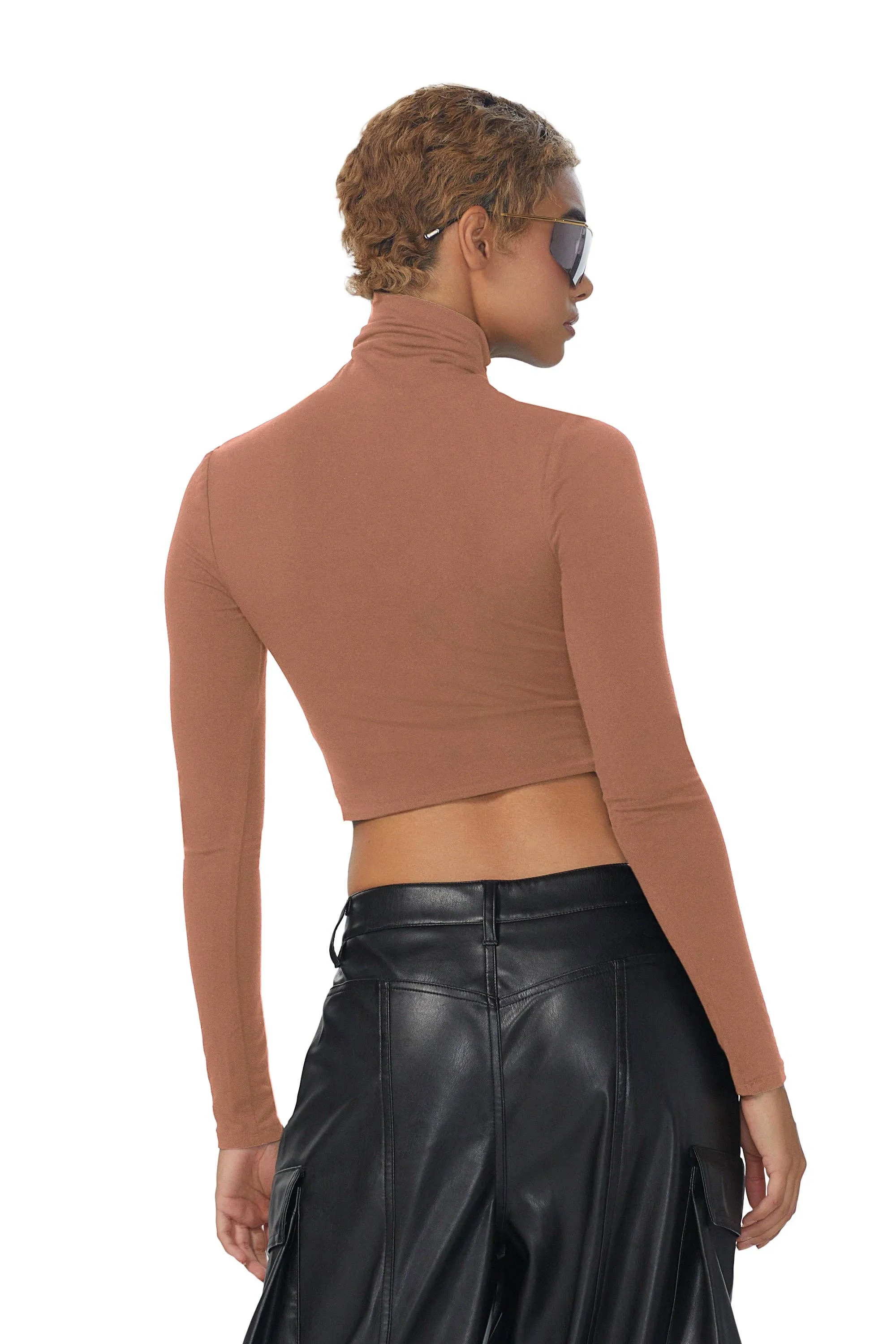 Micaela Turtleneck Crop Top - Raw Umber LAST ONE! By Crescent