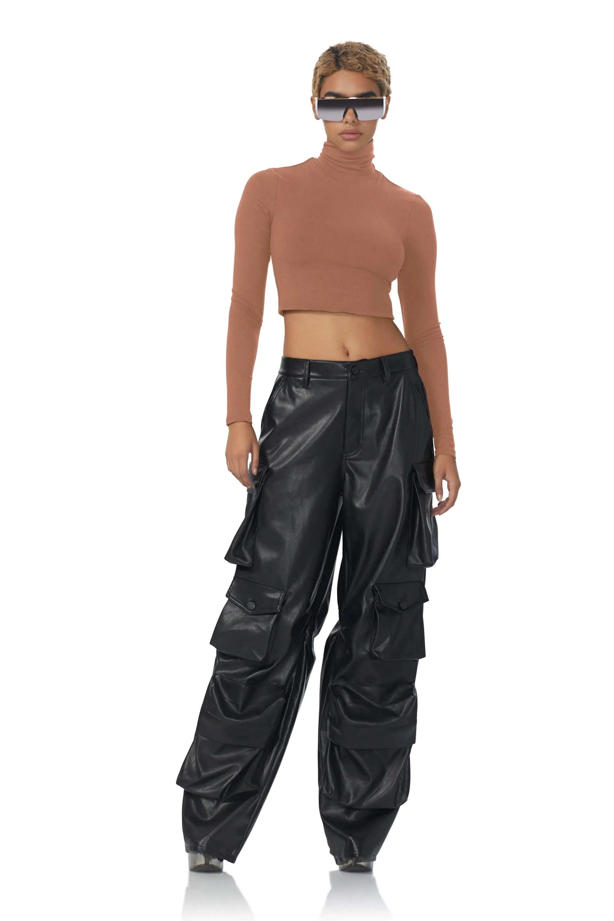 Micaela Turtleneck Crop Top - Raw Umber LAST ONE! By Crescent
