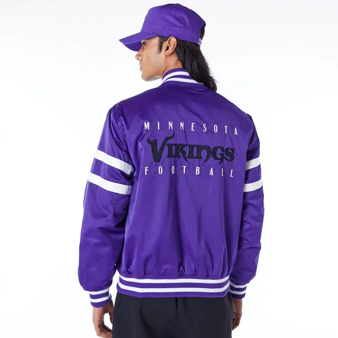 Minnesota Vikings NFL Satin Purple Bomber Jacket