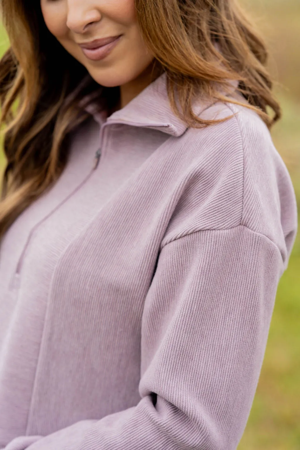 Mixed Ribs Quarter Zip Pullover