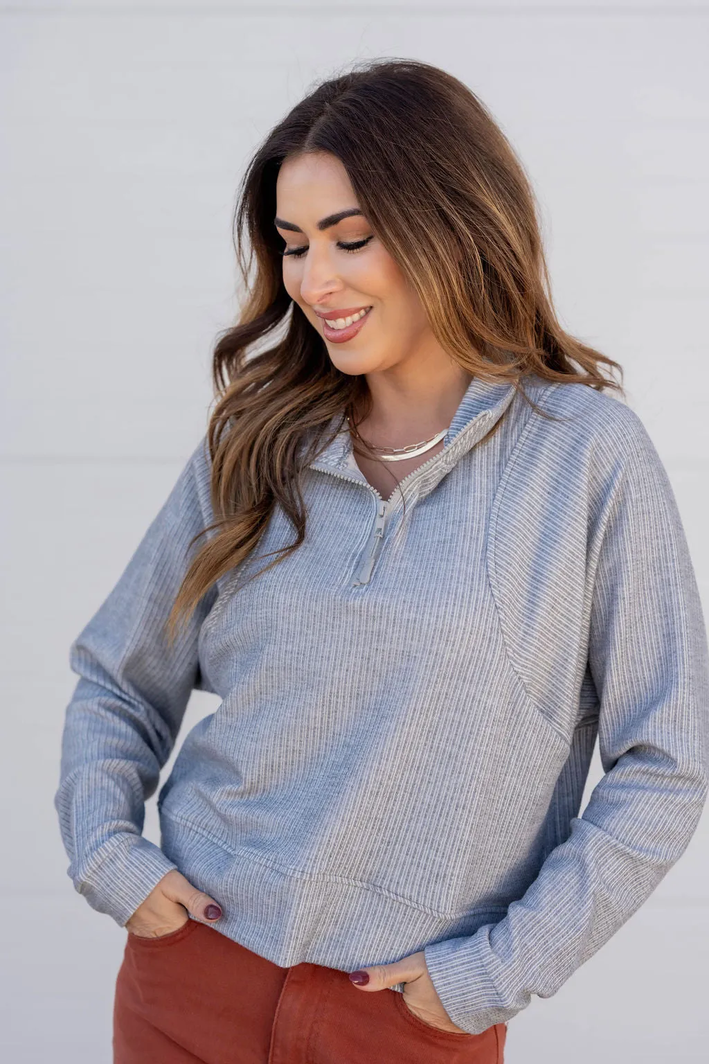 Mixed Textured Stripes Pullover