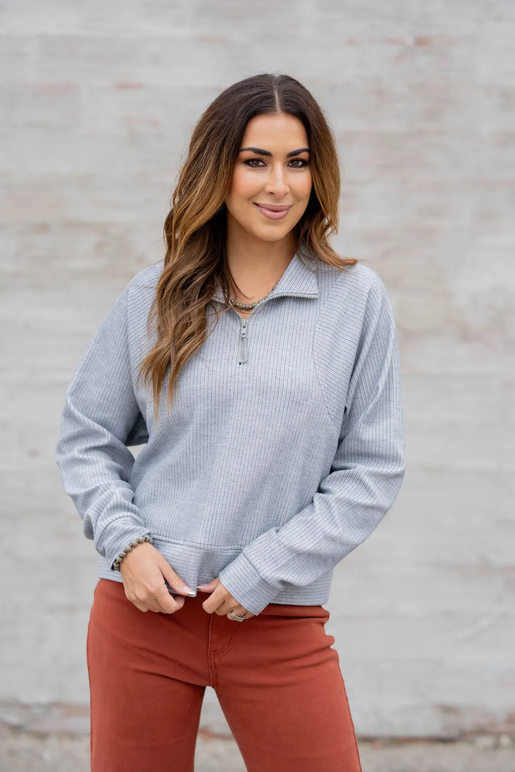 Mixed Textured Stripes Pullover