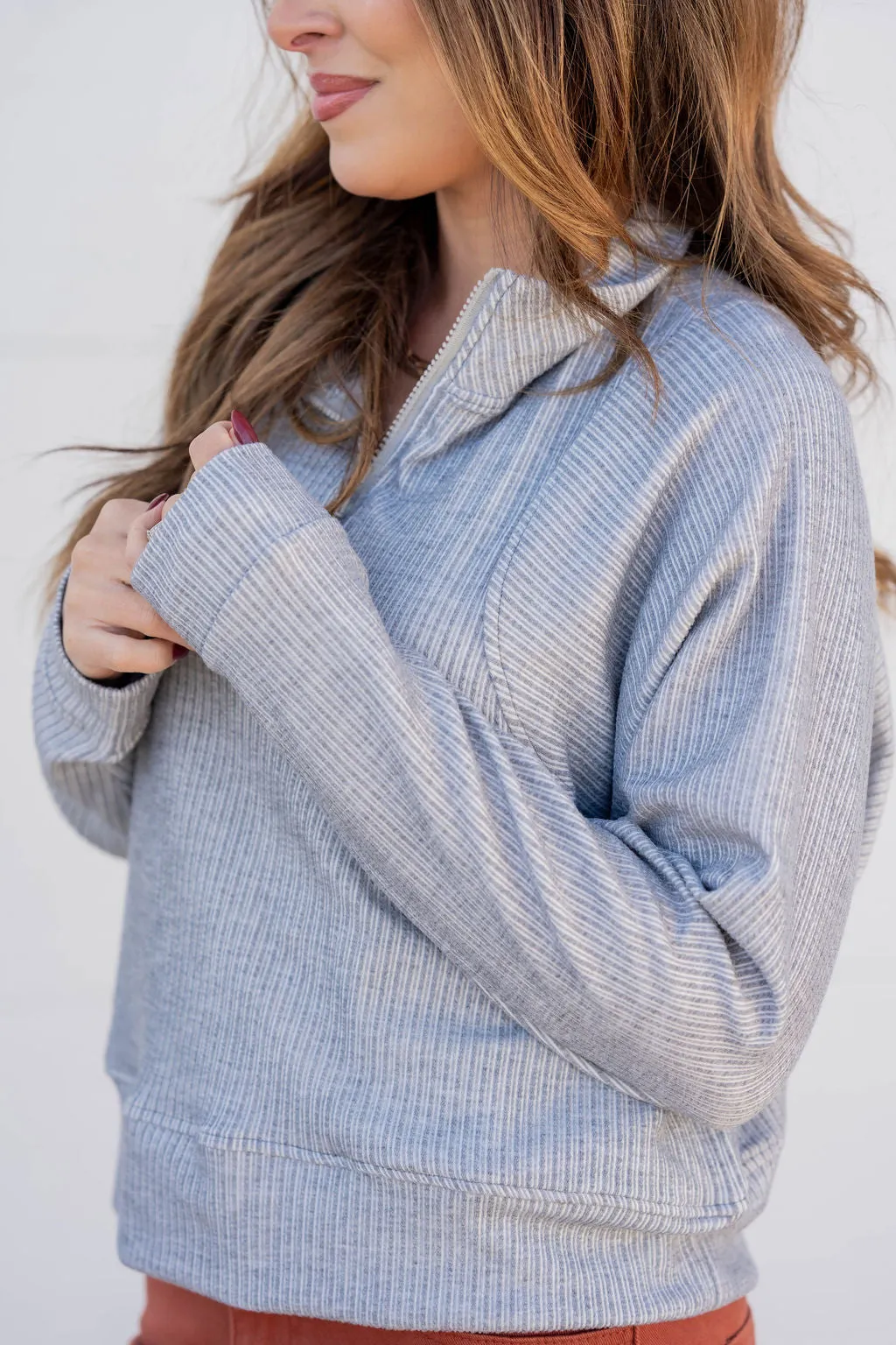 Mixed Textured Stripes Pullover